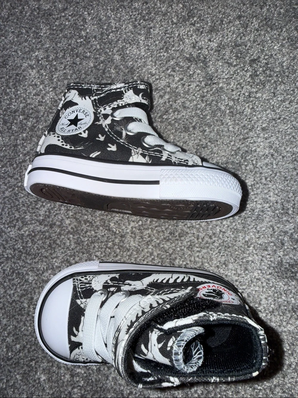 Converse Baby 2 Pairs 1 Low with black & red and high top Black & White